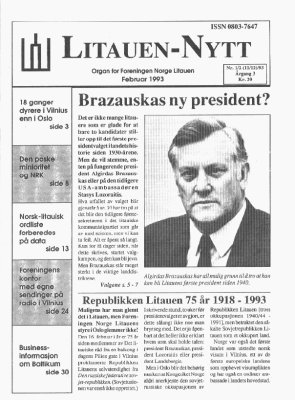 Litauen-Nytt nr. 1 - 1993